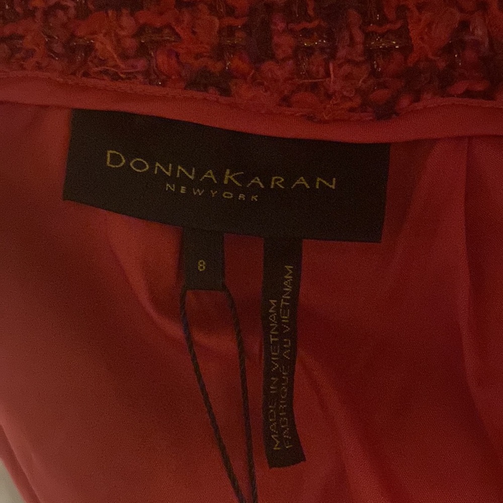 Red Tweed Donna Karan Pencil Skirt - Picture 5 of 8